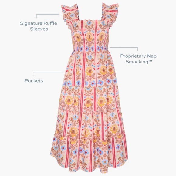 Hill House Ellie Nap Dress in Pink Floral Block Pint XXXL - Picture 3 of 3